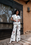 Berlin Shawl Collar Top - Triangular Print