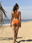 Coral Plisse Loop Bikini Set