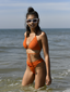 Coral Plisse Loop Bikini Set