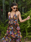 Midnight Rose Layered Halter Maxi Dress
