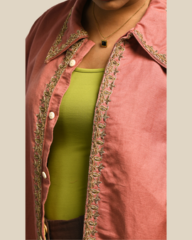 Meditation Jacket - Celebratory in Zari & Linen