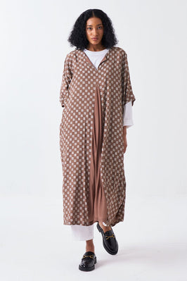 All Over Brick Print Kaftaan