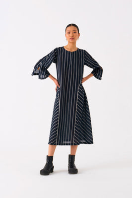 All Stripe Dress Black Stripe
