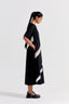 Applique Stripe Dress - Black