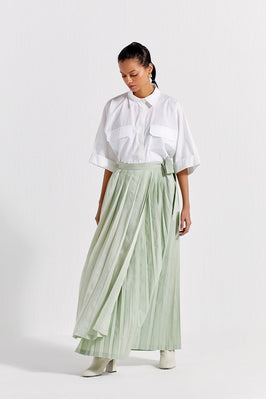 Asymmetric Pleat Skirt Co-Ord (Set Of 2) - Mint