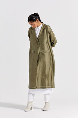 Back Tie Overlay Jacket Co-Ord ( Set Of 3) - Sap Green