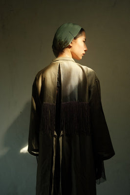 Back Tie Overlay Jacket - Sap Green