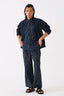 Band Collar Shirt Black Stripe