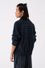 Band Collar Shirt Black Stripe