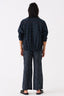 Band Collar Shirt Black Stripe