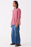Band Collar Shirt Pink Check