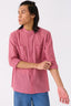 Band Collar Shirt Pink Check