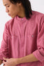 Band Collar Shirt Pink Check