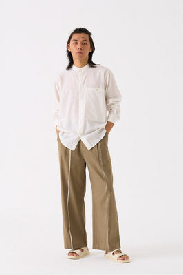 Band Collar Shirt White