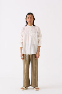 Band Collar Shirt White