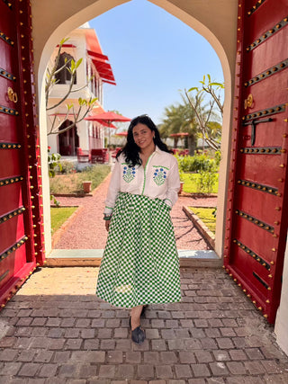 Bawari Skirt Green Checks