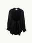 Hand-Crocheted Shirt in Black Mulberry Silk