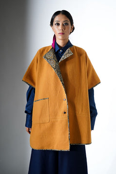 Sonam Poncho - ochre yellow women