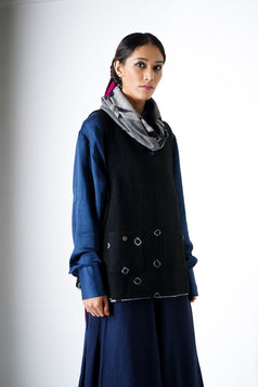 Patched Cowl Bundi - indigo women
