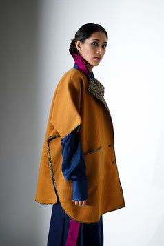 Sonam Poncho - ochre yellow women