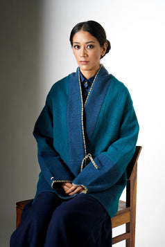 Karma Robe - indigo teal patch work Women