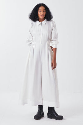 Collared Side Elastic Waist Jumpsuit