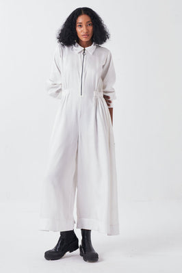 Collared Side Elastic Waist Jumpsuit
