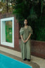 Drawstring Kaftan - Sap Green