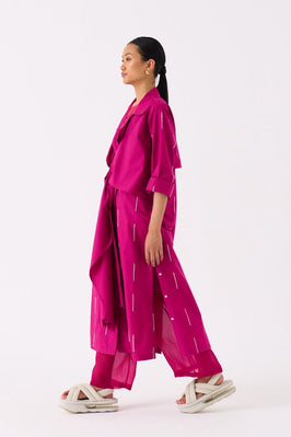 Emb Tie Jacket Fuschia