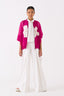 Floral Applique Bomber Jacket Co Ord Set Of 3 Fuschiia