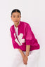 Floral Applique Bomber Jacket Co Ord Set Of 3 Fuschiia