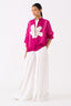 Floral Applique Bomber Jacket Co Ord Set Of 3 Fuschiia