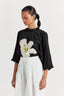 Floral Applique Top Co-Ord (Set Of 2 ) - Black