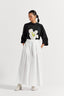 Floral Applique Top Co-Ord (Set Of 2 ) - Black