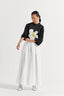 Floral Applique Top Co-Ord (Set Of 2 ) - Black