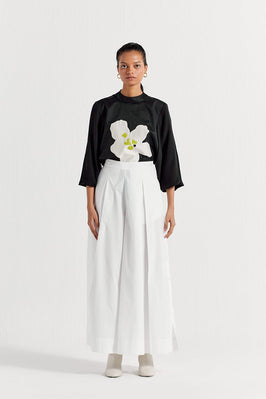 Floral Applique Top Co-Ord (Set Of 2 ) - Black