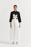 Floral Applique Top Co-Ord (Set Of 2 ) - Black