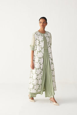Floral Back Yoke Jacket Co-Ord (Set Of 3)