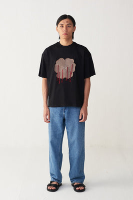 Floral Fringe Patch T- Shirt