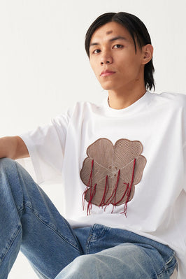Floral Fringe Patch T- Shirt