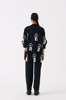 Fringe Bomber Jacket Co Ord Set Of 2 Black