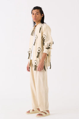 Fringe Bomber Jacket Ivory