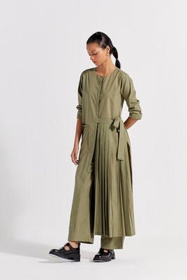 Front Pleat Jacket (Set Of 2) - Sap Green