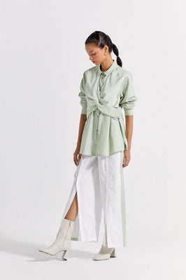 Front Twist Shirt Co-Ord (Set Of 2) - Mint