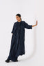 Gather Neck Shirt Black Stripe