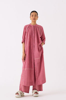Gather Neck Shirt Co Ord Pink Check