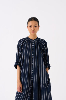 Gather Neck Shirt Co Ord Set Of 2 Black Stripe