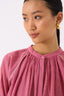 Gather Neck Shirt Pink Check