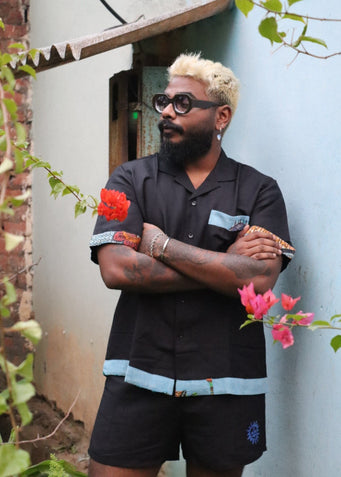 Linen Kantha Appliqué Shirt – Linen, organic cotton.