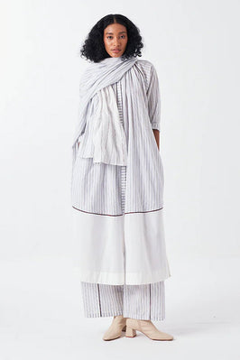 Panel Gather Neck Shirt White